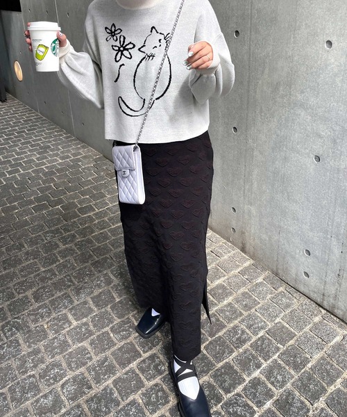 Alley by w closet（アリーバイダブルクローゼット）の「【Alley】ハートニットスカート（スカート・レディース・ピンク/ブラック/パープル・FREE）」の21枚目の写真