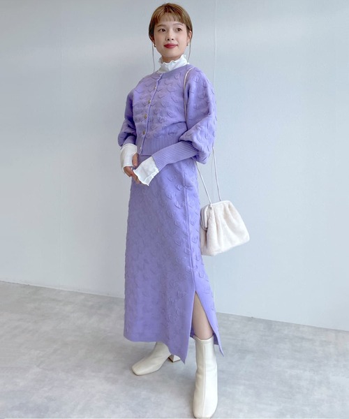 Alley by w closet（アリーバイダブルクローゼット）の「【Alley】ハートニットスカート（スカート・レディース・ピンク/ブラック/パープル・FREE）」の5枚目の写真