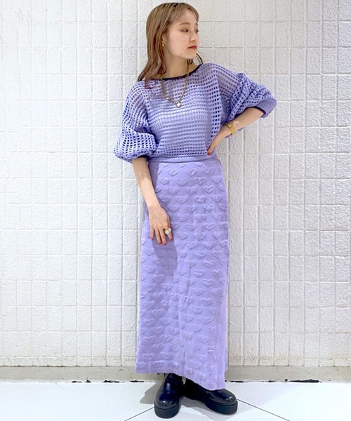 Alley by w closet（アリーバイダブルクローゼット）の「【Alley】ハートニットスカート（スカート・レディース・ピンク/ブラック/パープル・FREE）」の8枚目の写真
