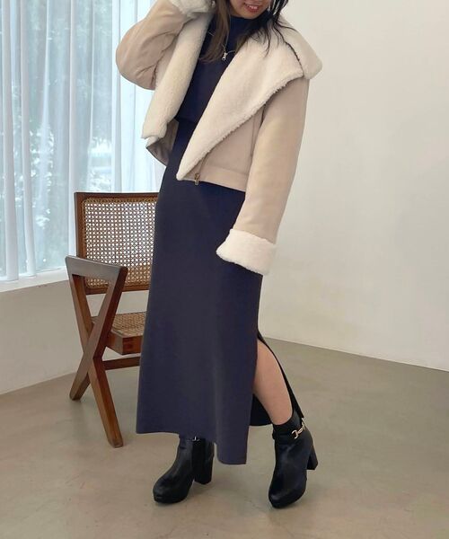 MAJESTIC LEGON（マジェスティックレゴン）の「fluffyライダース（その他アウター・レディース・ベージュ/ブラウン/アイボリー・SMALL/MEDIUM）」の16枚目の写真