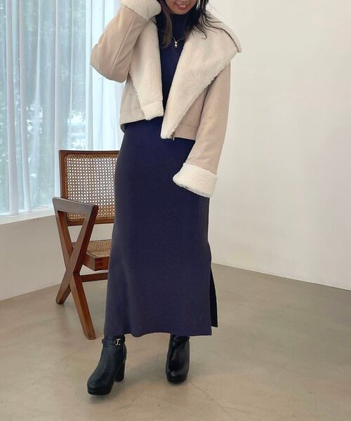 MAJESTIC LEGON（マジェスティックレゴン）の「fluffyライダース（その他アウター・レディース・ベージュ/ブラウン/アイボリー・SMALL/MEDIUM）」の4枚目の写真