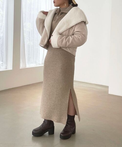 MAJESTIC LEGON（マジェスティックレゴン）の「fluffyライダース（その他アウター・レディース・ベージュ/ブラウン/アイボリー・SMALL/MEDIUM）」の7枚目の写真