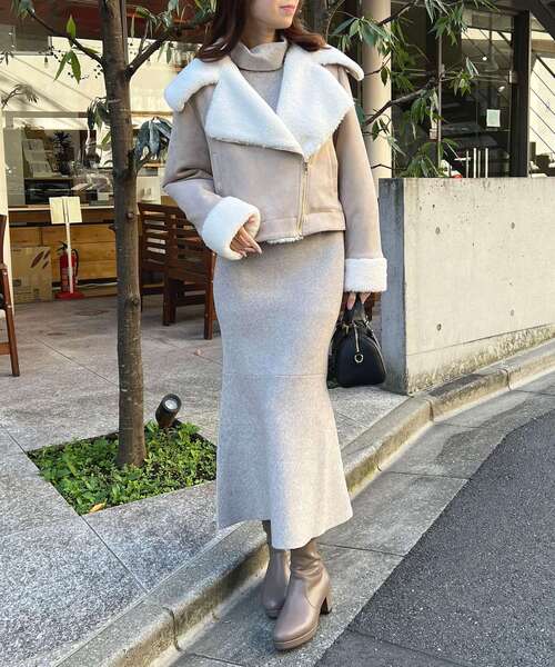 MAJESTIC LEGON（マジェスティックレゴン）の「fluffyライダース（その他アウター・レディース・ベージュ/ブラウン/アイボリー・SMALL/MEDIUM）」の6枚目の写真