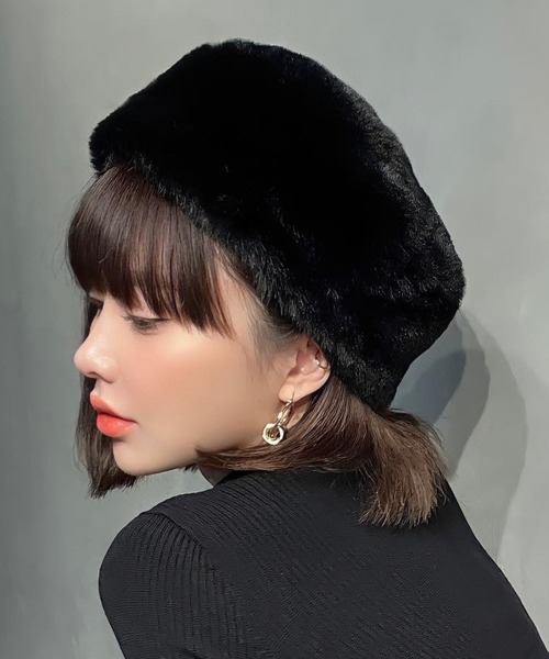 EIMY ISTOIRE（エイミーイストワール）の「エコファートークハット（ハット・レディース・ベージュ/ブラック・FREE）」の2枚目の写真