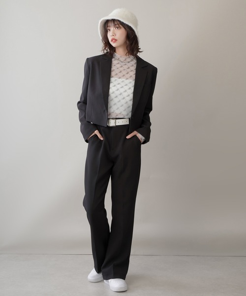 SPINNS（スピンズ）の「【セットアップ対応商品】ショート丈 テーラードジャケット（テーラードジャケット・レディース・ホワイト/ブラック/チャコール・ONESIZE）」の6枚目の写真