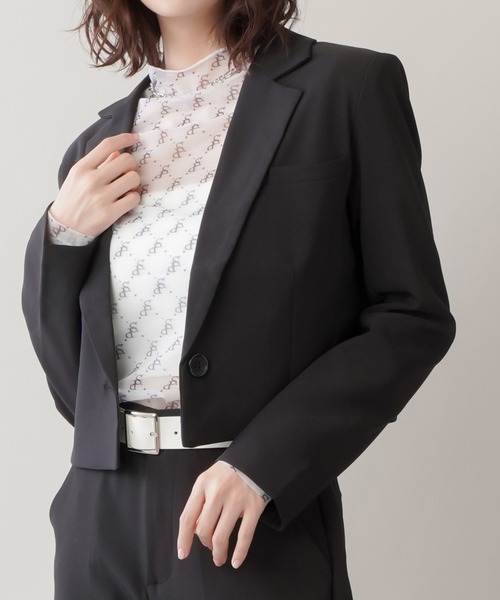 SPINNS（スピンズ）の「【セットアップ対応商品】ショート丈 テーラードジャケット（テーラードジャケット・レディース・ホワイト/ブラック/チャコール・ONESIZE）」の11枚目の写真