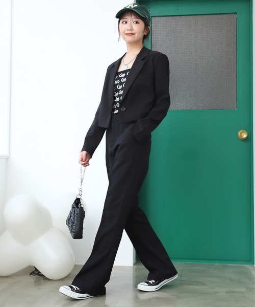 SPINNS（スピンズ）の「【セットアップ対応商品】ショート丈 テーラードジャケット（テーラードジャケット・レディース・ホワイト/ブラック/チャコール・ONESIZE）」の20枚目の写真