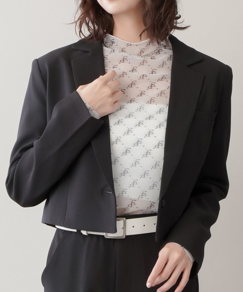 SPINNS（スピンズ）の「【セットアップ対応商品】ショート丈 テーラードジャケット（テーラードジャケット・レディース・ホワイト/ブラック/チャコール・ONESIZE）」の22枚目の写真