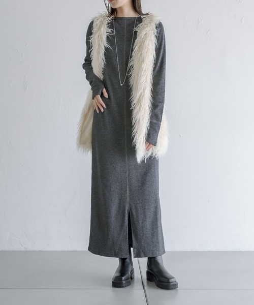 mystic（ミスティック）の「メランジカットワンピース（ワンピース・レディース・グレー/ブラウン/ベージュ・FREE）」の2枚目の写真