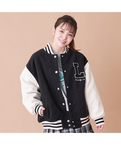 LOVETOXIC（ラブトキシック）の「【2022年10月下旬～11上旬入荷予定】裏キルトスタジャン（スタジャン・キッズ・ブラック/ネイビー/グリーン・M(140cm)/M:150cm/L(160cm)）」の2枚目の写真