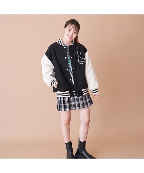 LOVETOXIC（ラブトキシック）の「【2022年10月下旬～11上旬入荷予定】裏キルトスタジャン（スタジャン・キッズ・ブラック/ネイビー/グリーン・M(140cm)/M:150cm/L(160cm)）」の4枚目の写真