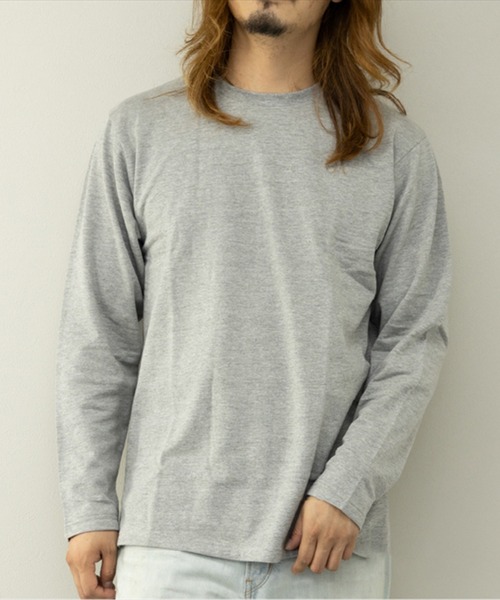 STYLEBLOCK(スタイルブロック)の「裏起毛クルーネックロングTシャツ(Tシャツ/カットソー・メンズ・ホワイト/杢グレー/ブラック/ワイン・M/L/LL)」の4枚目の写真