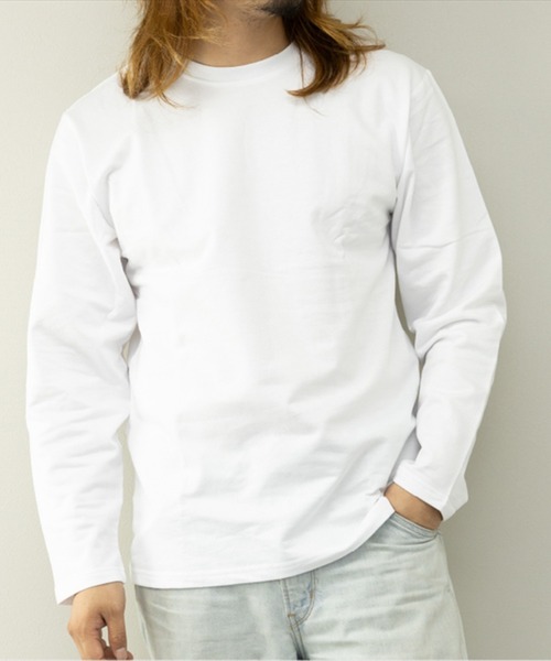 STYLEBLOCK(スタイルブロック)の「裏起毛クルーネックロングTシャツ(Tシャツ/カットソー・メンズ・ホワイト/杢グレー/ブラック/ワイン・M/L/LL)」の2枚目の写真