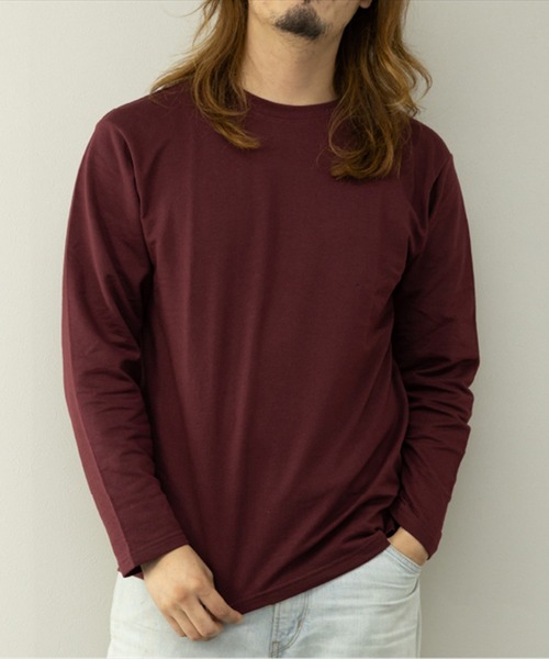 STYLEBLOCK(スタイルブロック)の「裏起毛クルーネックロングTシャツ(Tシャツ/カットソー・メンズ・ホワイト/杢グレー/ブラック/ワイン・M/L/LL)」の1枚目の写真