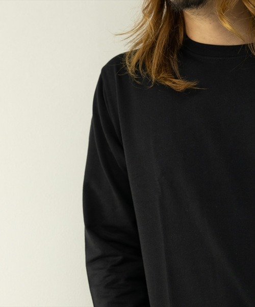 STYLEBLOCK(スタイルブロック)の「裏起毛クルーネックロングTシャツ(Tシャツ/カットソー・メンズ・ホワイト/杢グレー/ブラック/ワイン・M/L/LL)」の12枚目の写真