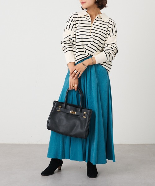 OUVRAGE CLASSE（ウヴラージュクラス）の「ジップアップニットプルオーバー（ニット/セーター・レディース・モカ/ベージュ/ホワイト×ブラック・FREE）」の4枚目の写真