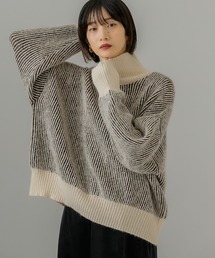 KBF | 『WEB/一部店舗限定』リブ配色ハイネックニット(ニット/セーター)
