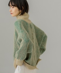 KBF | 『WEB/一部店舗限定』リブ配色ハイネックニット(ニット/セーター)