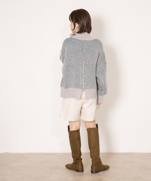 KBF（ケイビーエフ）の「『WEB/一部店舗限定』リブ配色ハイネックニット（ニット/セーター・レディース・グレー/ブラウン/グリーン・ONE SIZE）」の10枚目の写真