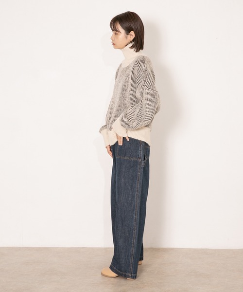 KBF（ケイビーエフ）の「『WEB/一部店舗限定』リブ配色ハイネックニット（ニット/セーター・レディース・グレー/ブラウン/グリーン・ONE SIZE）」の16枚目の写真