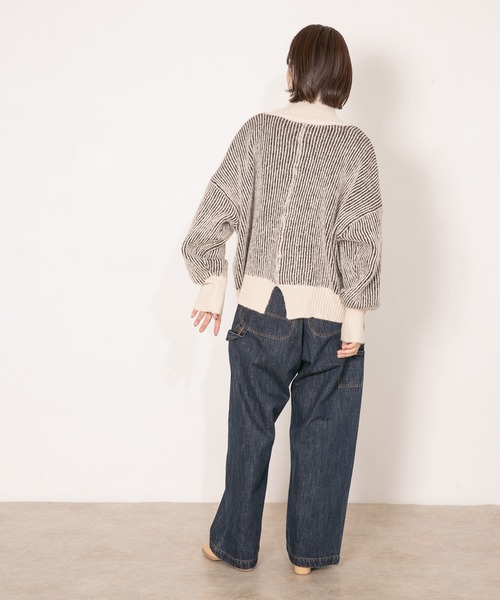 KBF（ケイビーエフ）の「『WEB/一部店舗限定』リブ配色ハイネックニット（ニット/セーター・レディース・グレー/ブラウン/グリーン・ONE SIZE）」の17枚目の写真