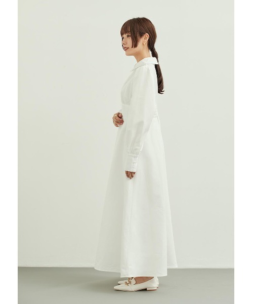N WITH.(エヌウィズ)の「ウエストギャザーシャツワンピース(シャツワンピース・レディース・ホワイト・MEDIUM)」の5枚目の写真