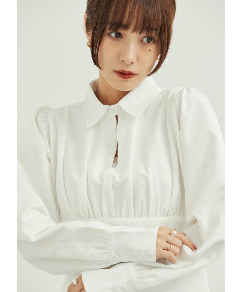 N WITH.(エヌウィズ)の「ウエストギャザーシャツワンピース(シャツワンピース・レディース・ホワイト・MEDIUM)」の8枚目の写真