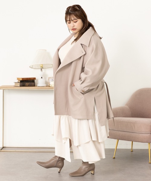 SLURR（スラ―）の「[大きいサイズ]ポンチョコート（その他アウター・レディース・その他8/ベージュ・L）」の4枚目の写真