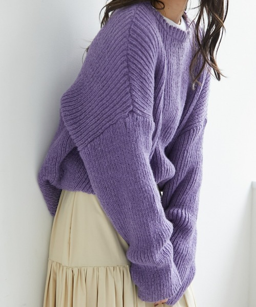 ECRIRE（エクリール）の「オーバーニット（ニット/セーター・レディース・ベージュ/ブルー・M/L）」の3枚目の写真