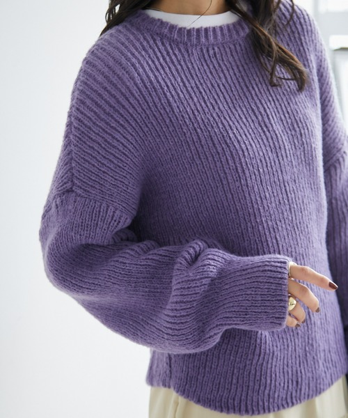 ECRIRE（エクリール）の「オーバーニット（ニット/セーター・レディース・ベージュ/ブルー・M/L）」の4枚目の写真