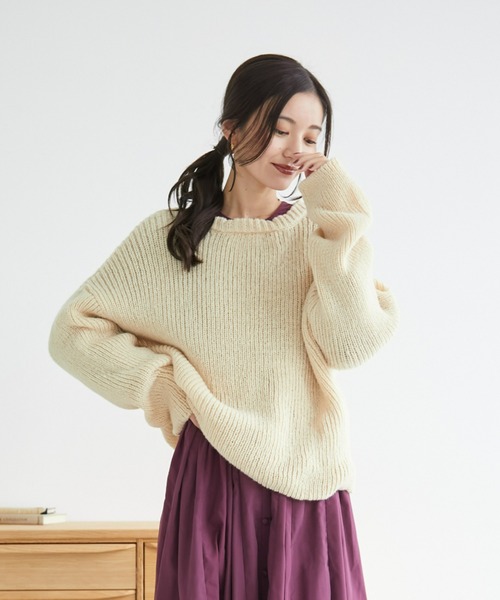 ECRIRE（エクリール）の「オーバーニット（ニット/セーター・レディース・ベージュ/ブルー・M/L）」の9枚目の写真