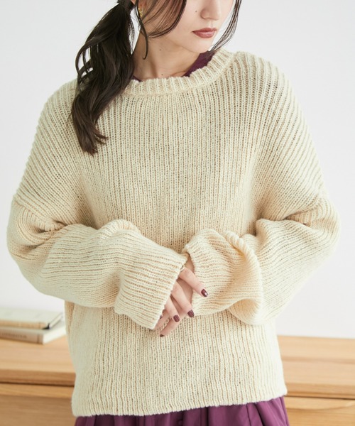 ECRIRE（エクリール）の「オーバーニット（ニット/セーター・レディース・ベージュ/ブルー・M/L）」の12枚目の写真