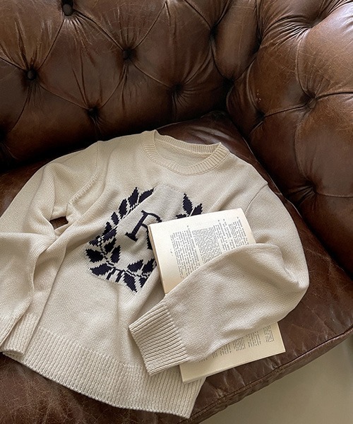 NANING9(ナンニング)の「NANING9 フロントロゴラウンドニット(ニット/セーター・レディース・ネイビー/クリーム・FREE)」の12枚目の写真