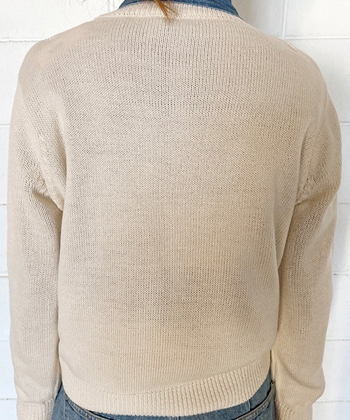 NANING9(ナンニング)の「NANING9 フロントロゴラウンドニット(ニット/セーター・レディース・ネイビー/クリーム・FREE)」の11枚目の写真