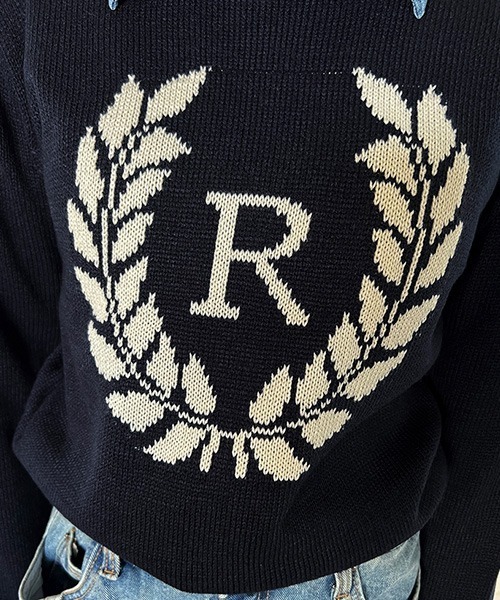 NANING9(ナンニング)の「NANING9 フロントロゴラウンドニット(ニット/セーター・レディース・ネイビー/クリーム・FREE)」の22枚目の写真