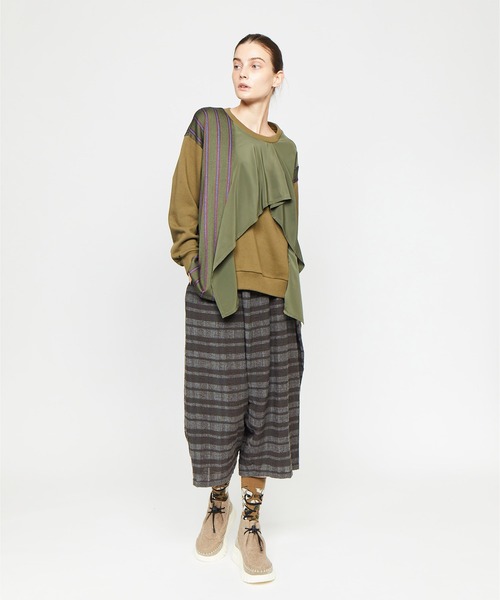 gomme（ゴム）の「30/10裏毛　フロントドレープT（Tシャツ/カットソー・レディース・チャコールグレー/ブラック/カーキ・MEDIUM）」の4枚目の写真