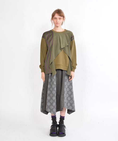 gomme（ゴム）の「30/10裏毛　フロントドレープT（Tシャツ/カットソー・レディース・チャコールグレー/ブラック/カーキ・MEDIUM）」の14枚目の写真