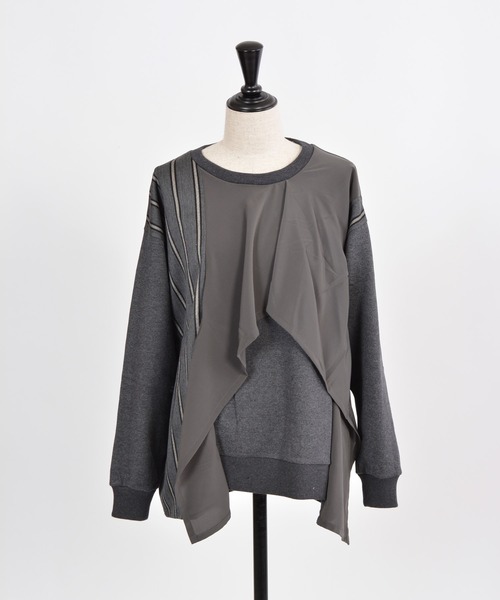 gomme（ゴム）の「30/10裏毛　フロントドレープT（Tシャツ/カットソー・レディース・チャコールグレー/ブラック/カーキ・MEDIUM）」の18枚目の写真