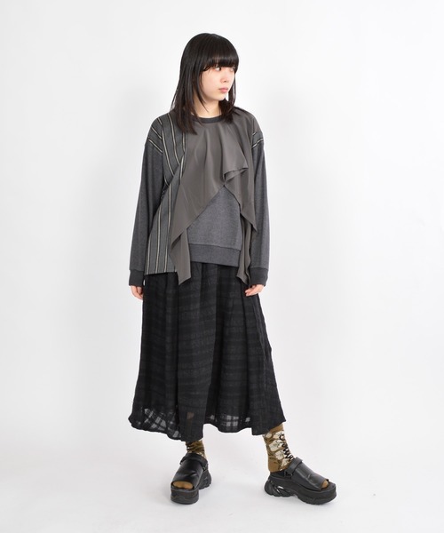 gomme（ゴム）の「30/10裏毛　フロントドレープT（Tシャツ/カットソー・レディース・チャコールグレー/ブラック/カーキ・MEDIUM）」の21枚目の写真