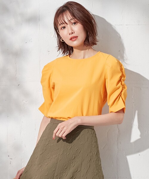 【未使用タグ付き】クミキョク ボリュームスリーブ　サッカーストレッチ ブルゾン 6f1344757924940ca76bcbffd1da5a