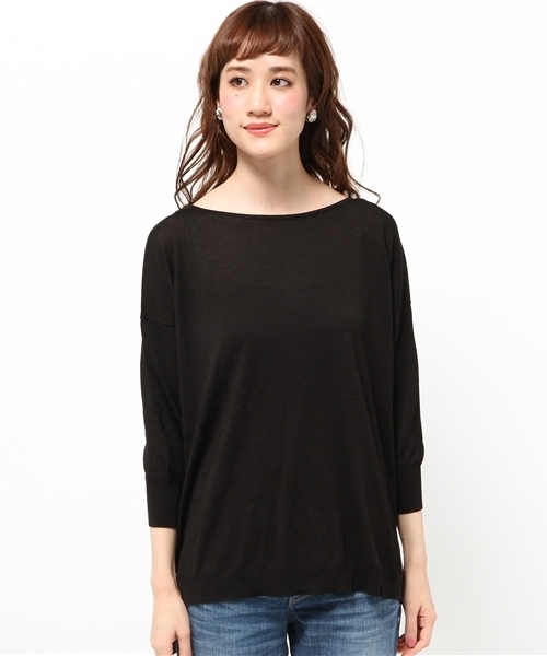 FIGARO Paris（フィガロパリ）の「◆レーヨンナイロン ボートネックプルオーバー（ニット/セーター・レディース・ブラック/グレー/ホワイト・FREE）」の4枚目の写真