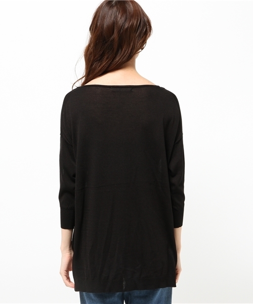 FIGARO Paris（フィガロパリ）の「◆レーヨンナイロン ボートネックプルオーバー（ニット/セーター・レディース・ブラック/グレー/ホワイト・FREE）」の6枚目の写真