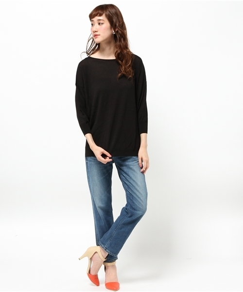 FIGARO Paris（フィガロパリ）の「◆レーヨンナイロン ボートネックプルオーバー（ニット/セーター・レディース・ブラック/グレー/ホワイト・FREE）」の7枚目の写真