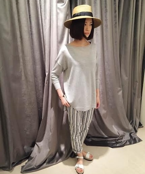 FIGARO Paris（フィガロパリ）の「◆レーヨンナイロン ボートネックプルオーバー（ニット/セーター・レディース・ブラック/グレー/ホワイト・FREE）」の13枚目の写真