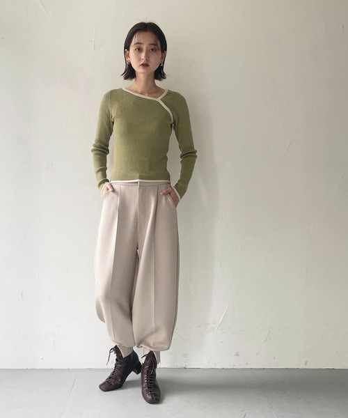 CLEIO(クレイオ)の「【CLEIO】カットアウトリブニット(ニット/セーター・レディース・ライトグリーン/アイボリー/ベージュ・FREE)」の18枚目の写真