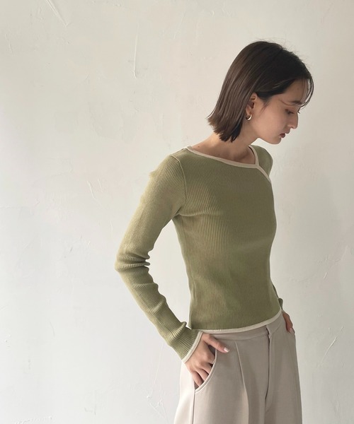 CLEIO(クレイオ)の「【CLEIO】カットアウトリブニット(ニット/セーター・レディース・ライトグリーン/アイボリー/ベージュ・FREE)」の12枚目の写真
