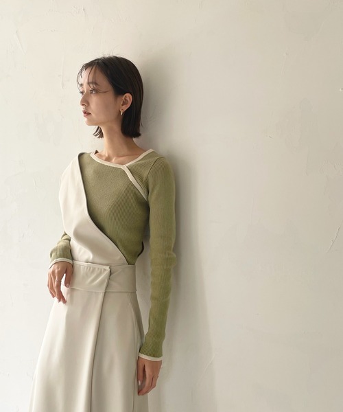 CLEIO(クレイオ)の「【CLEIO】カットアウトリブニット(ニット/セーター・レディース・ライトグリーン/アイボリー/ベージュ・FREE)」の13枚目の写真