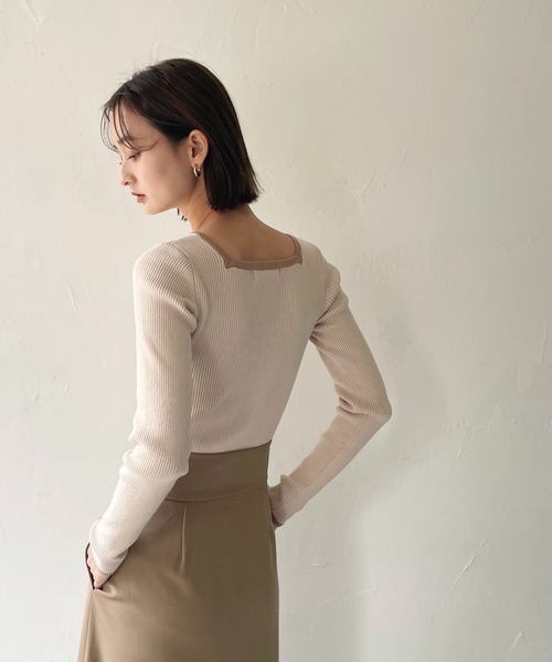 CLEIO(クレイオ)の「【CLEIO】カットアウトリブニット(ニット/セーター・レディース・ライトグリーン/アイボリー/ベージュ・FREE)」の9枚目の写真