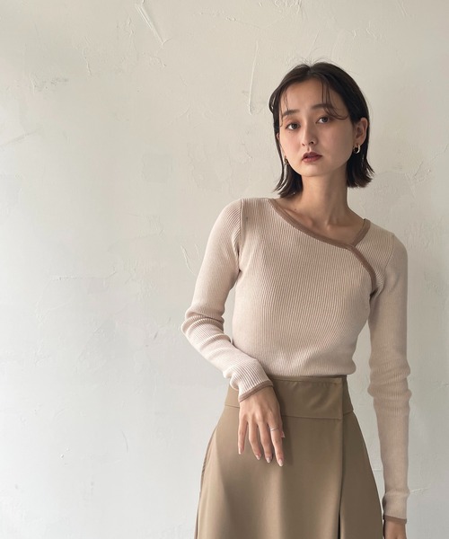 CLEIO(クレイオ)の「【CLEIO】カットアウトリブニット(ニット/セーター・レディース・ライトグリーン/アイボリー/ベージュ・FREE)」の14枚目の写真