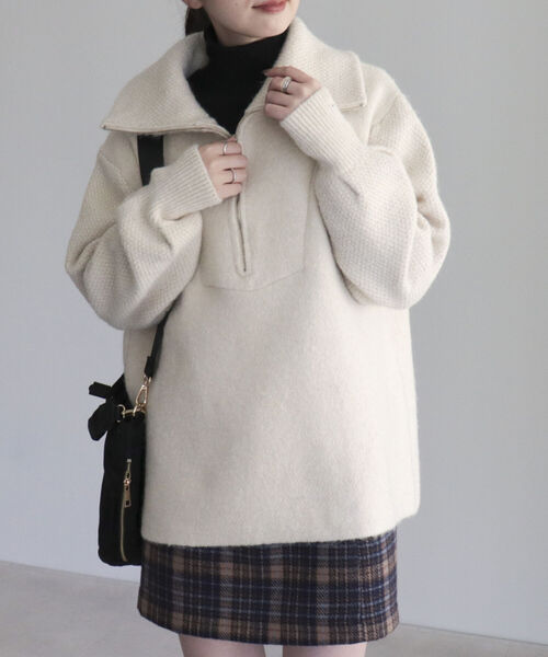 fredy emue（フレディエミュ）の「ハーフZIPニットプルオーバー（ニット/セーター・レディース・ピンク/ライトグレー/アイボリー・38）」の10枚目の写真